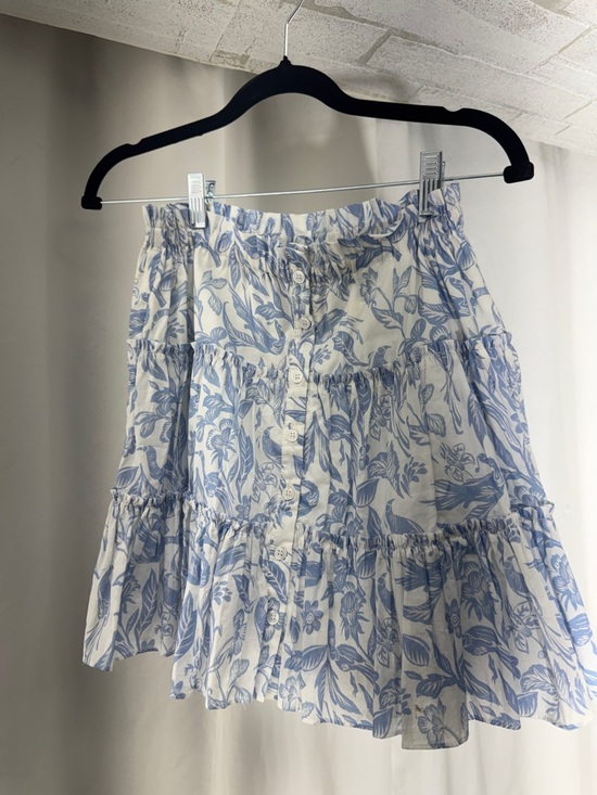 Beach club Dresses & Skirts - Blue Floral Tiered Button Mini Skirt